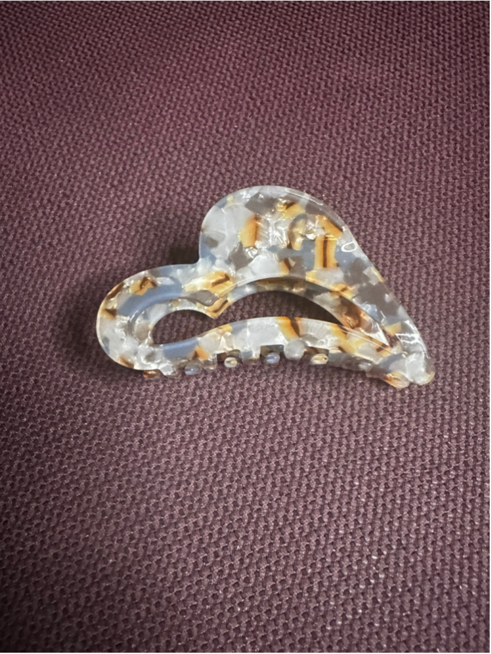 Heart White & Brown Hair Claw Clip